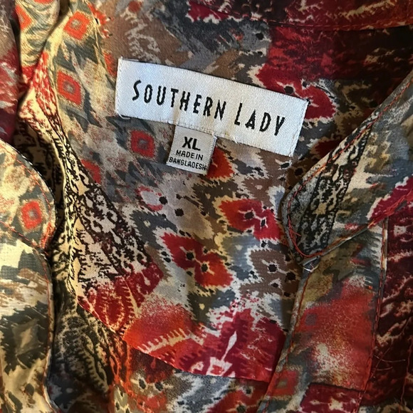 Southern Lady 3/4 Sleeve Printed Blouse Size XL - Picture 3 of 3